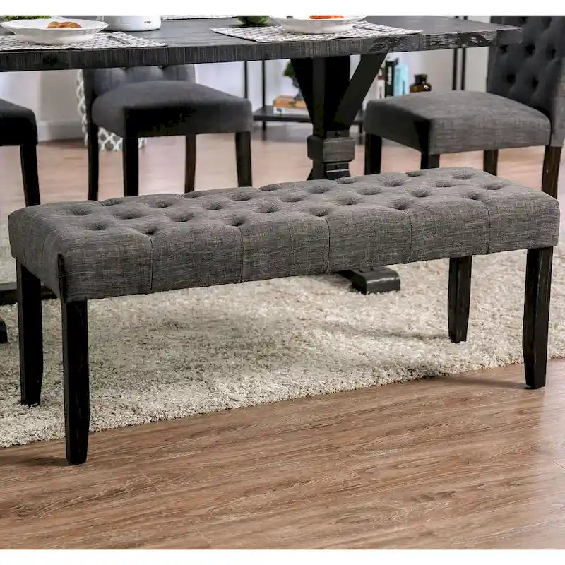 Ensemble de salle à manger Chalwa Rustique en bois rembourré 6 pièces avec table, 4 chaises et 1 banc par Copper Grove
