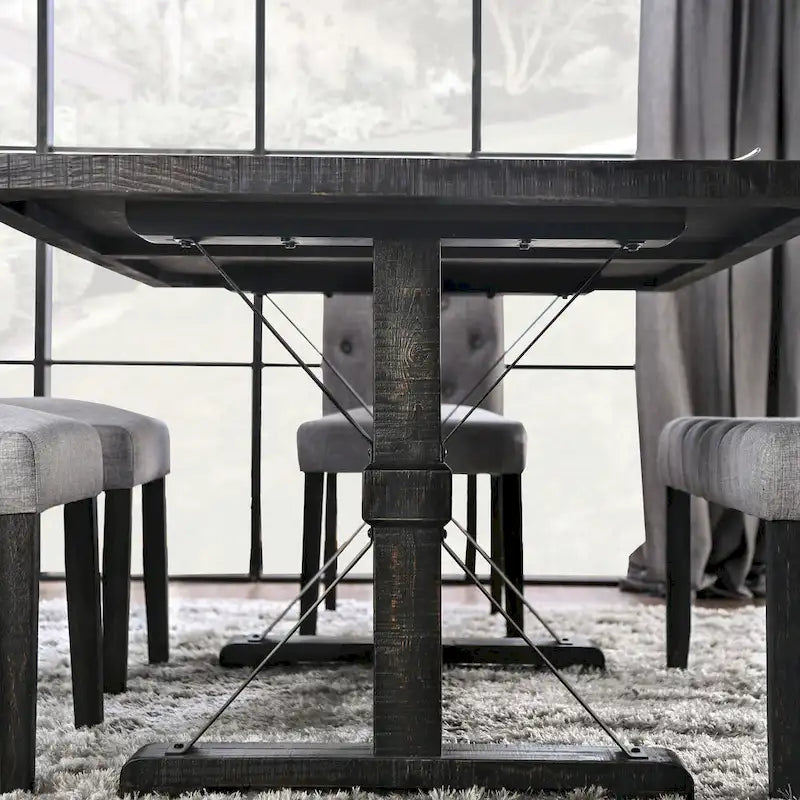 Ensemble de salle à manger Chalwa Rustique en bois rembourré 6 pièces avec table, 4 chaises et 1 banc par Copper Grove