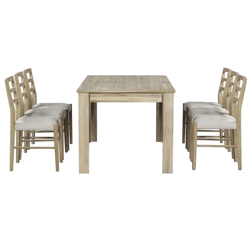 Ensemble de table à manger en bois Nestfair 7 pièces avec 6 chaises et 2 tiroirs