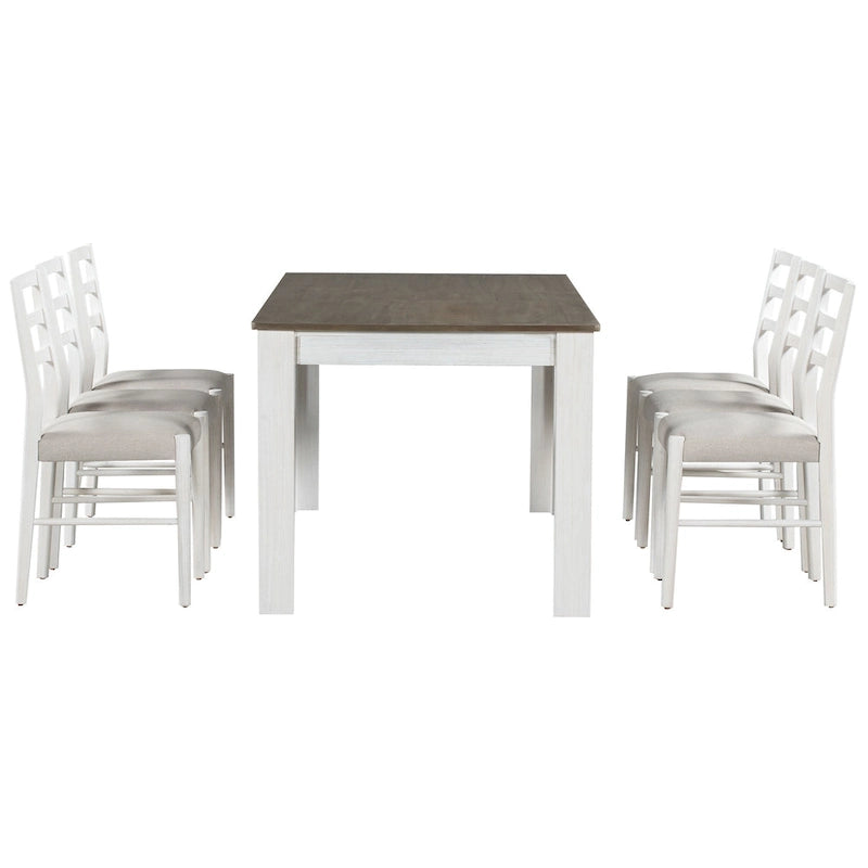 Ensemble de table à manger en bois Nestfair 7 pièces avec 6 chaises et 2 tiroirs