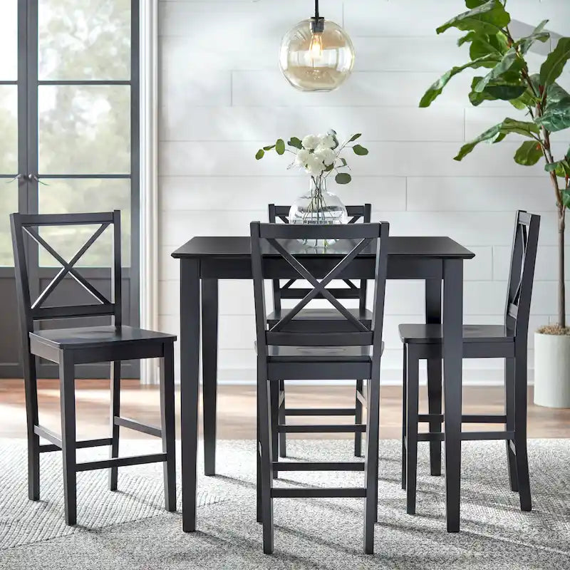 Ensemble table et chaises 5 pièces Simple Living à hauteur de comptoir avec dossier en croix