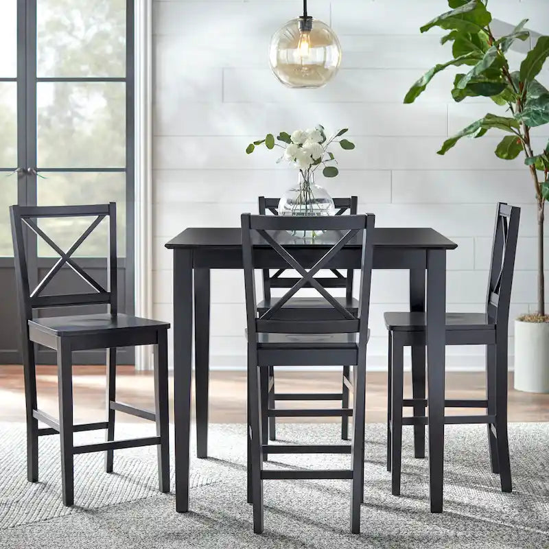 Ensemble table et chaises 5 pièces Simple Living à hauteur de comptoir avec dossier en croix