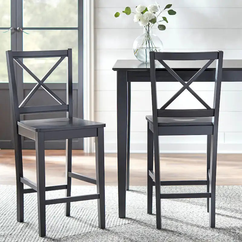 Ensemble table et chaises 5 pièces Simple Living à hauteur de comptoir avec dossier en croix