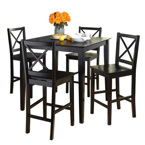 Ensemble table et chaises 5 pièces Simple Living à hauteur de comptoir avec dossier en croix