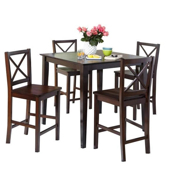 Ensemble table et chaises 5 pièces Simple Living à hauteur de comptoir avec dossier en croix