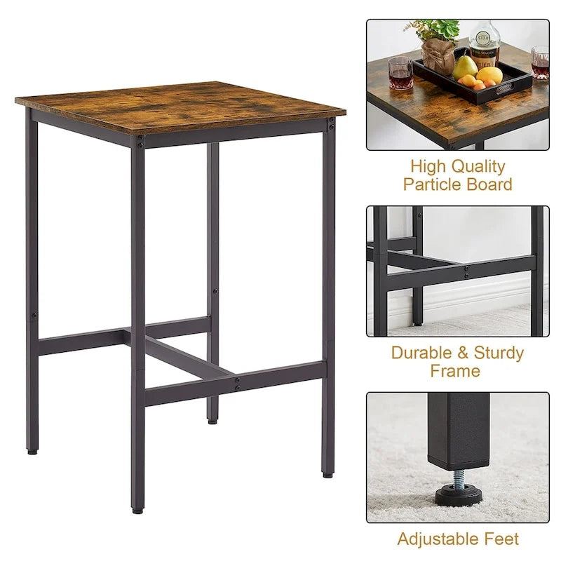 Ensemble table de bar 3 pièces, table de cuisine pour 2 personnes, tabourets rembourrés