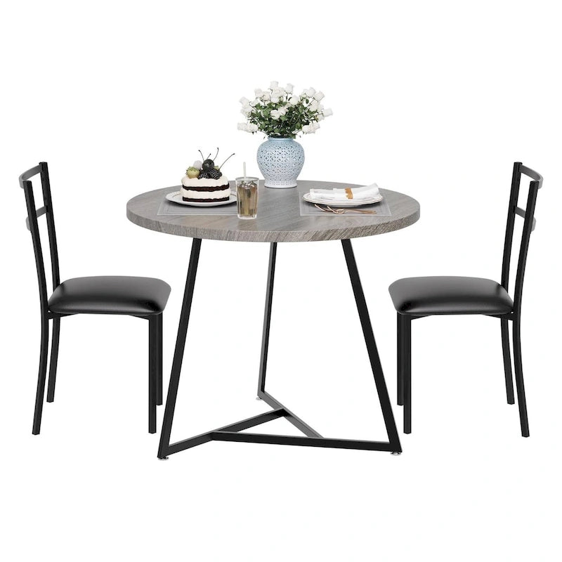 Table de salle à manger ronde de cuisine avec 2 chaises