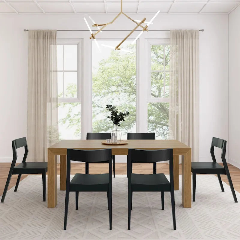 Ensemble de salle à manger moderne 72 avec table et chaises en bois massif Plank and Beam