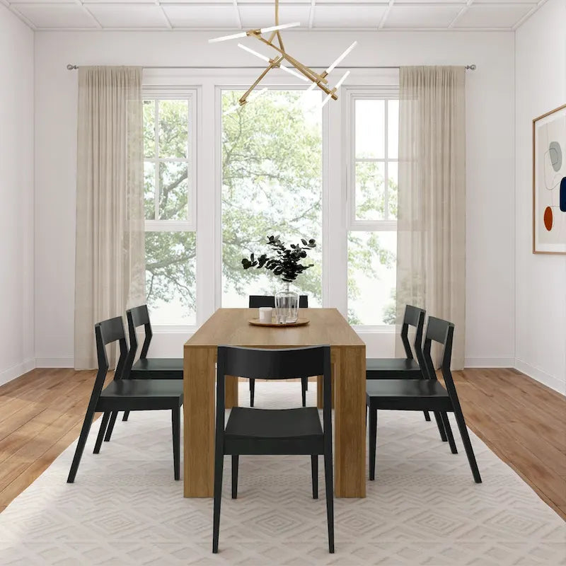 Ensemble de salle à manger moderne 72 avec table et chaises en bois massif Plank and Beam