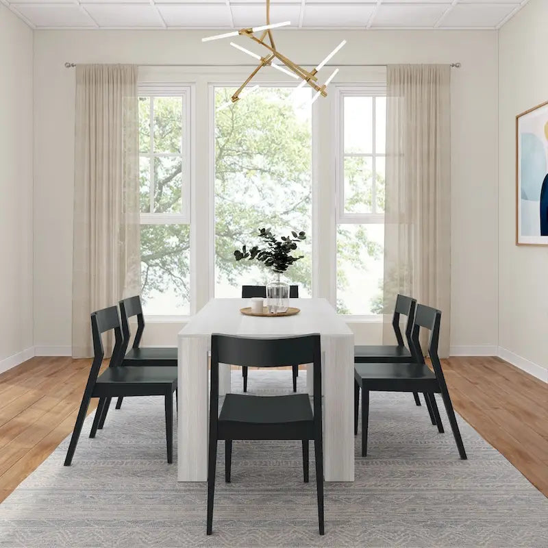 Ensemble de salle à manger moderne 72 avec table et chaises en bois massif Plank and Beam