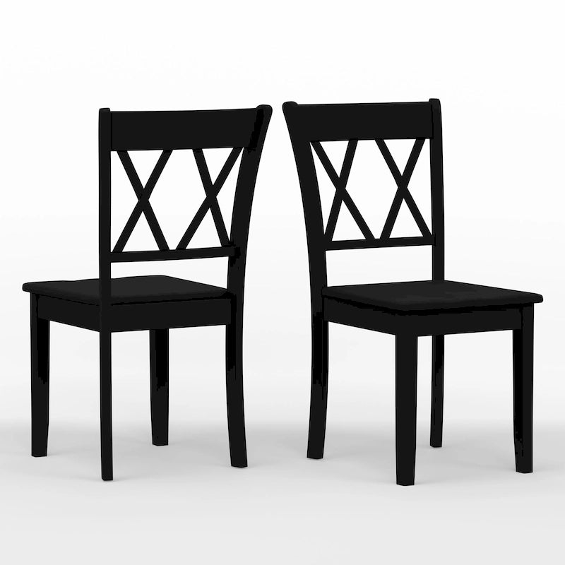 Ensemble de salle à manger 5 pièces, table ronde à abattants de 42 po et chaises à dossier double en X