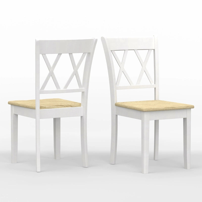 Ensemble de salle à manger 5 pièces, table ronde à abattants de 42 po et chaises à dossier double en X