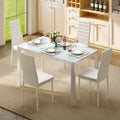 Ensemble de table à manger en verre 5 pièces, 4 chaises de cuisine modernes à dossier haut en cuir PU pour 4 personnes