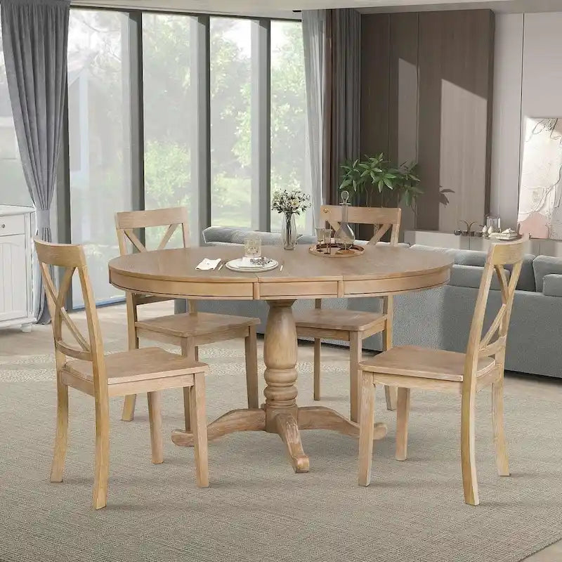 Ensemble de salle à manger extensible rond de ferme 42-54 pour 4 personnes