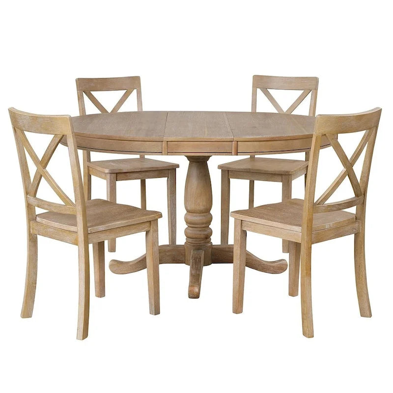 Ensemble de salle à manger extensible rond de ferme 42-54 pour 4 personnes