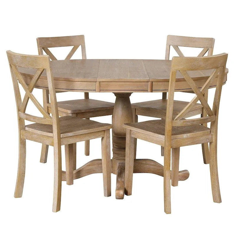 Ensemble de salle à manger extensible rond de ferme 42-54 pour 4 personnes