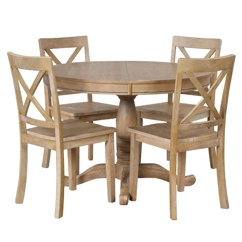 Ensemble de salle à manger extensible rond de ferme 42-54 pour 4 personnes