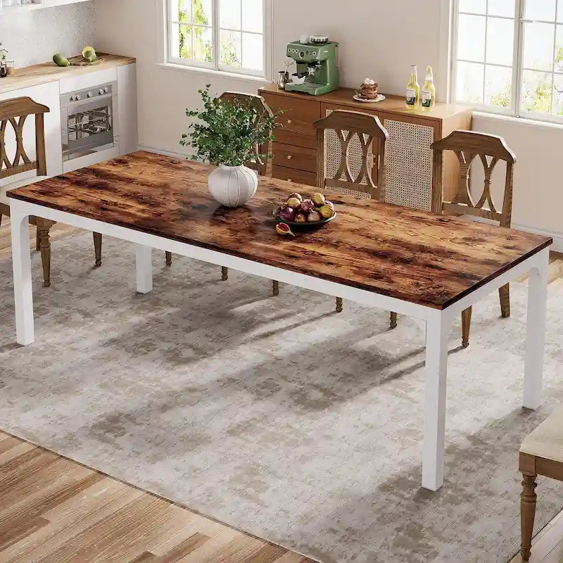 Table de salle à manger pour 6-8 personnes, table de salle à manger rectangulaire de 78 pouces de long pour le salon