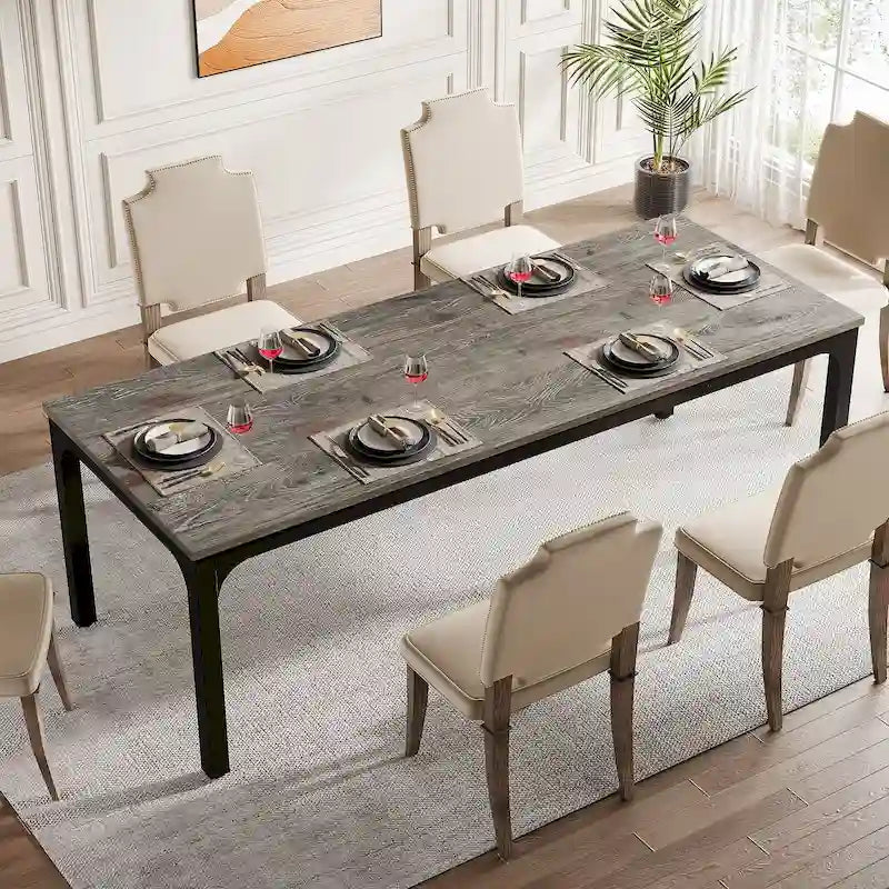 Table de salle à manger pour 6-8 personnes, table de salle à manger rectangulaire de 78 pouces de long pour le salon