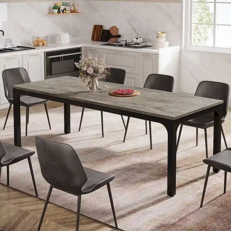 Table de salle à manger pour 6-8 personnes, table de salle à manger rectangulaire de 78 pouces de long pour le salon