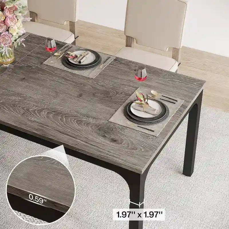 Table de salle à manger pour 6-8 personnes, table de salle à manger rectangulaire de 78 pouces de long pour le salon