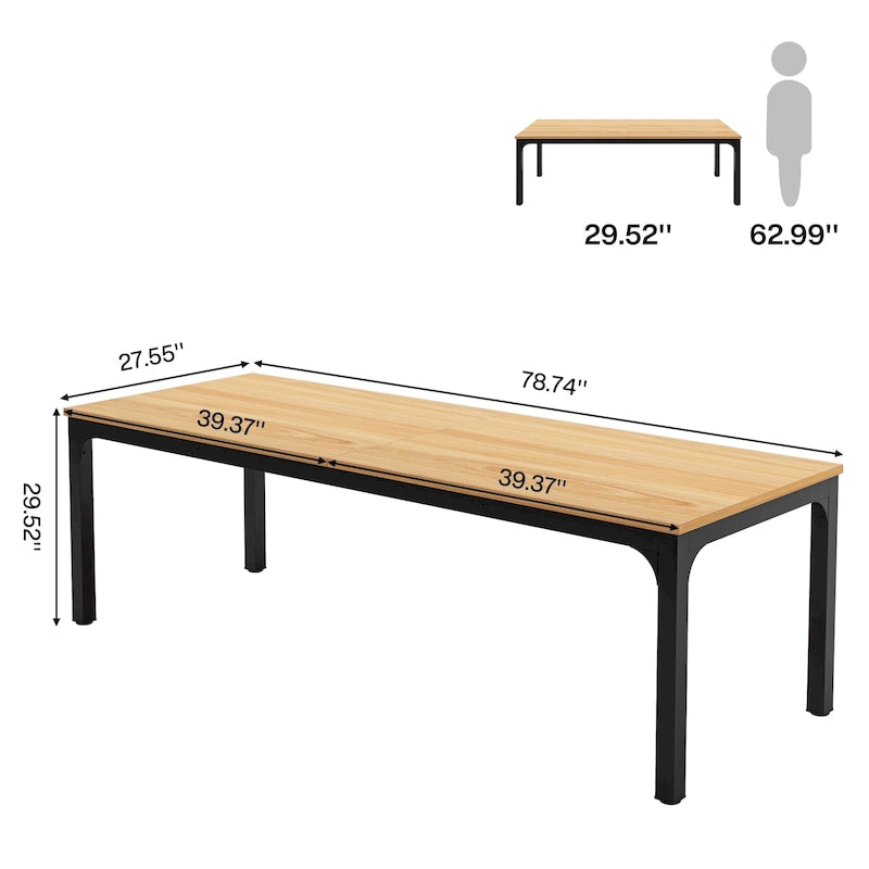 Table de salle à manger pour 6-8 personnes, table de salle à manger rectangulaire de 78 pouces de long pour le salon