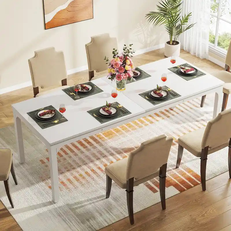 Table de salle à manger pour 6-8 personnes, table de salle à manger rectangulaire de 78 pouces de long pour le salon