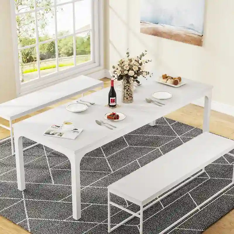 Table de salle à manger pour 6-8 personnes, table de salle à manger rectangulaire de 78 pouces de long pour le salon