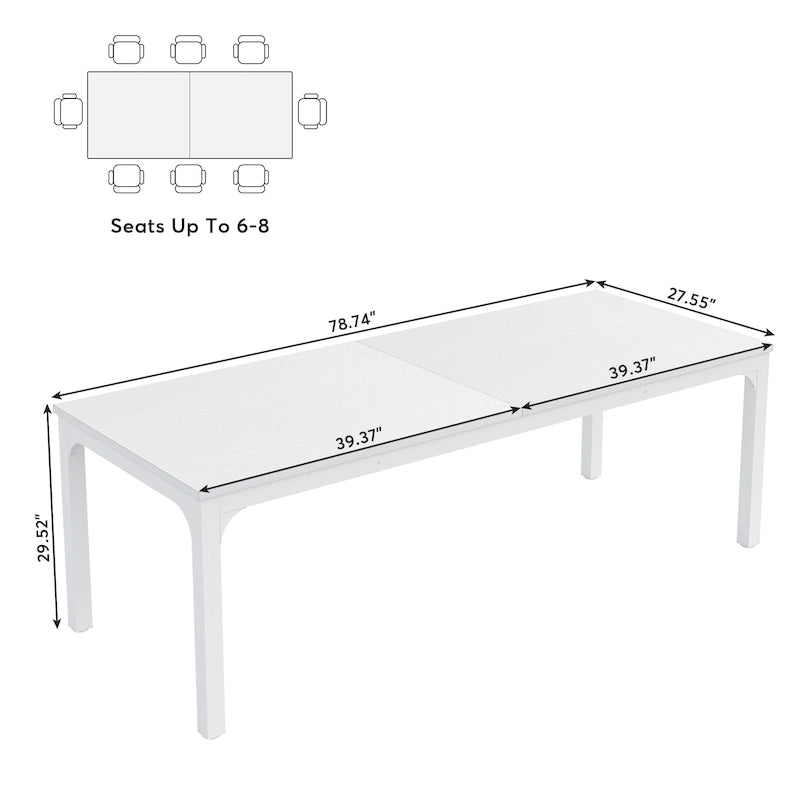 Table de salle à manger pour 6-8 personnes, table de salle à manger rectangulaire de 78 pouces de long pour le salon