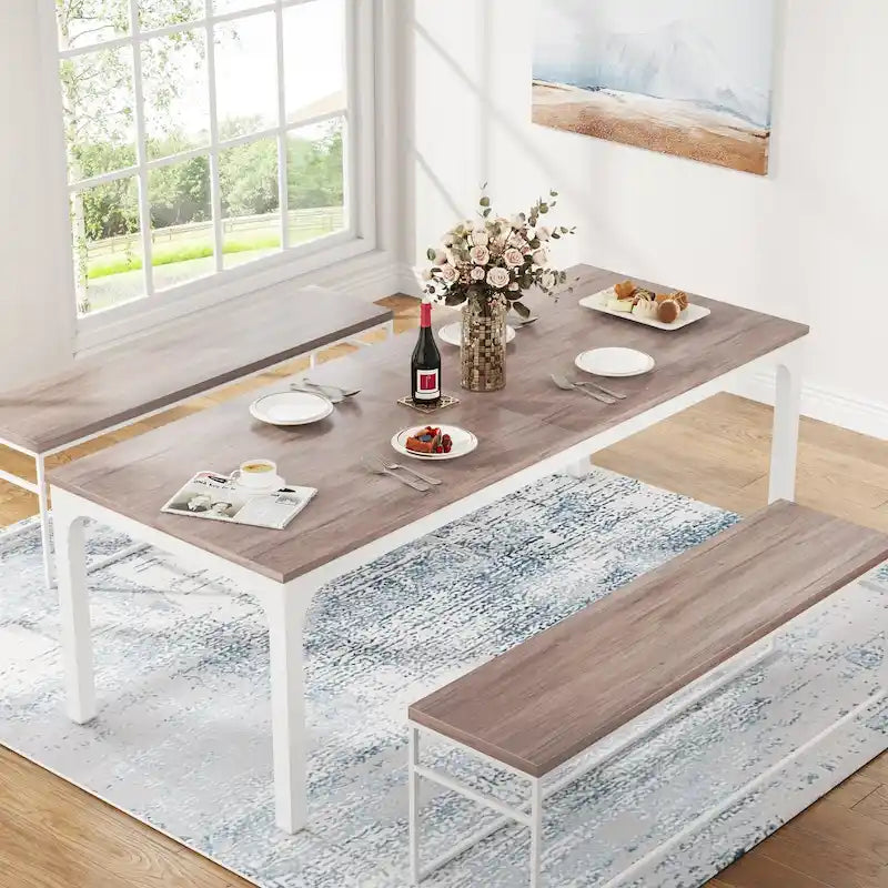 Table de salle à manger pour 6-8 personnes, table de salle à manger rectangulaire de 78 pouces de long pour le salon