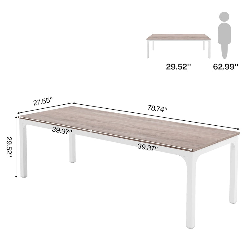 Table de salle à manger pour 6-8 personnes, table de salle à manger rectangulaire de 78 pouces de long pour le salon