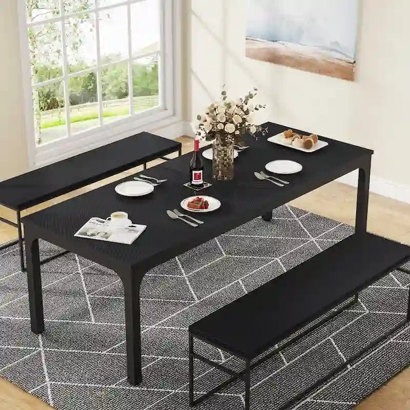 Table de salle à manger pour 6-8 personnes, table de salle à manger rectangulaire de 78 pouces de long pour le salon