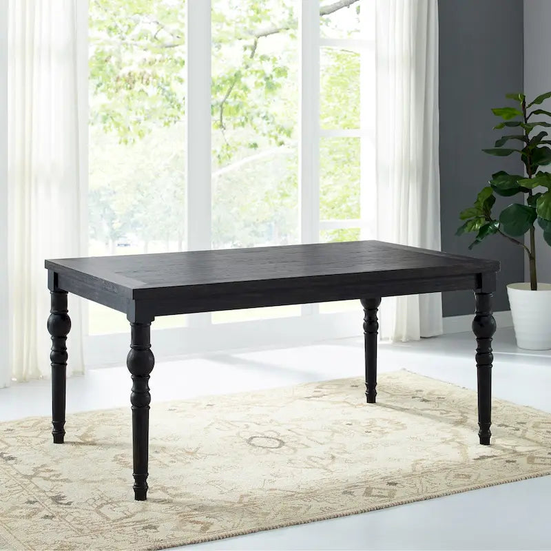 Ensemble de salle à manger 7 pièces en bois délavé foncé avec pieds tournés Leviton de Roundhill Furniture