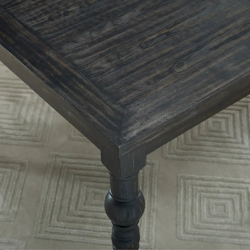 Ensemble de salle à manger 7 pièces en bois délavé foncé avec pieds tournés Leviton de Roundhill Furniture