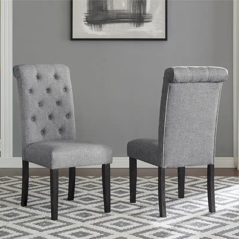 Ensemble de salle à manger 7 pièces en bois délavé foncé avec pieds tournés Leviton de Roundhill Furniture
