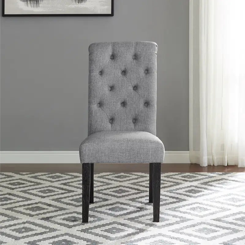 Ensemble de salle à manger 7 pièces en bois délavé foncé avec pieds tournés Leviton de Roundhill Furniture