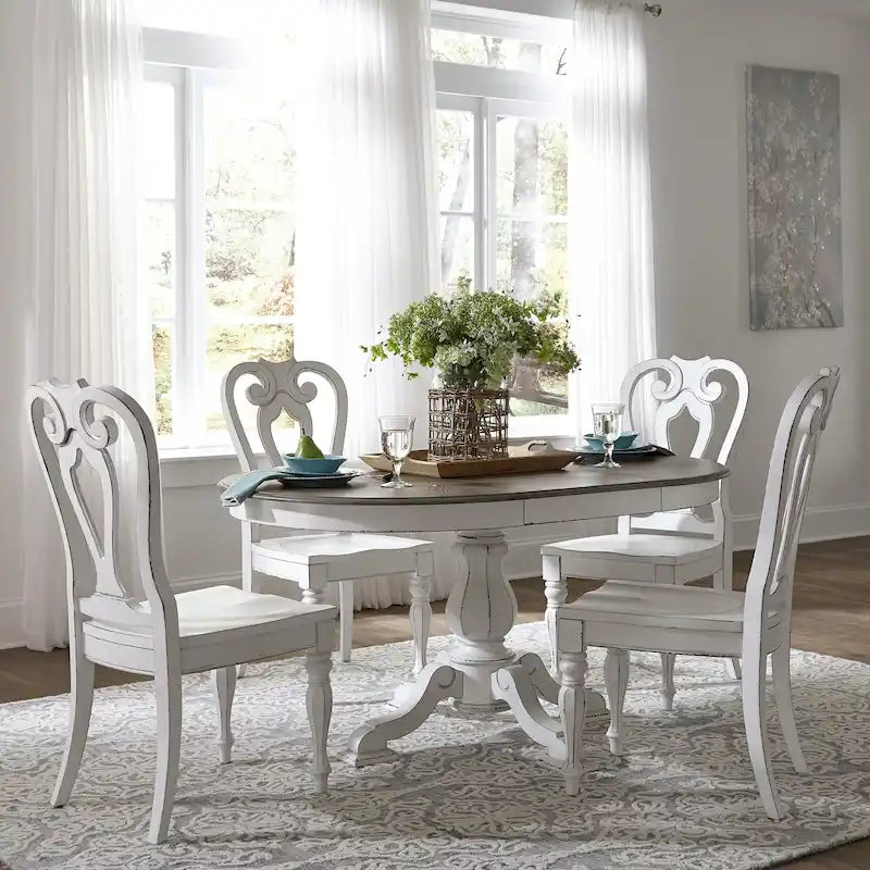 Ensemble de salle à manger 5 pièces avec table à pied central Magnolia Manor