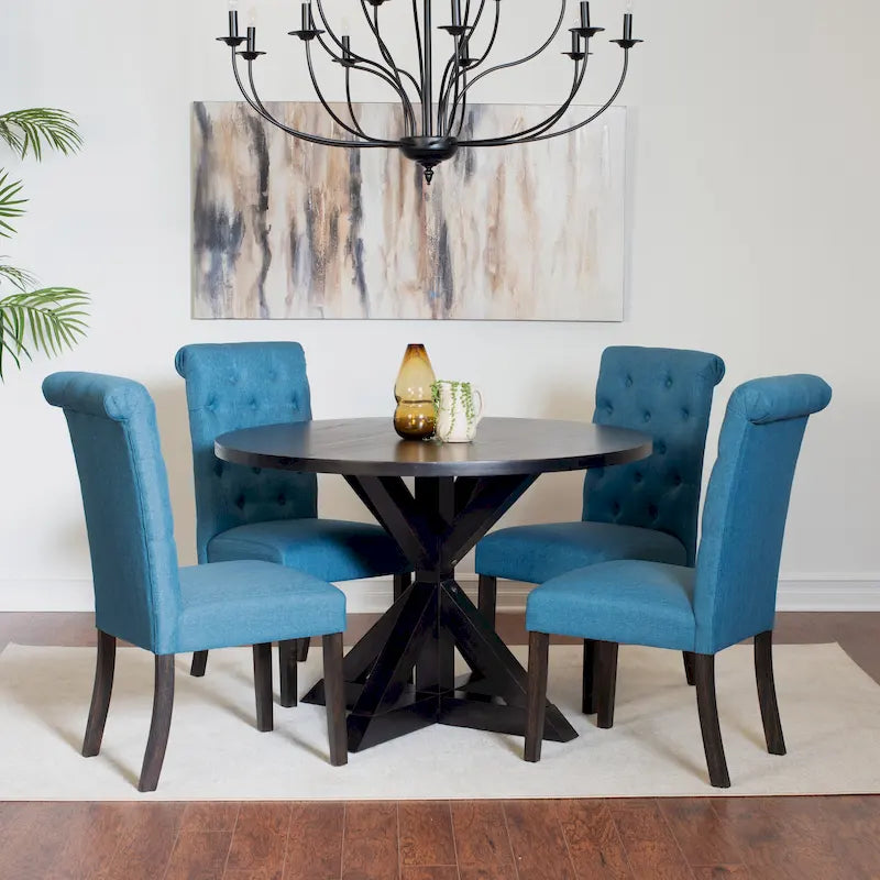 Ensemble de salle à manger 5 pièces Roundhill Furniture Nylander, table à manger à piètement croisé avec 4 chaises élégantes
