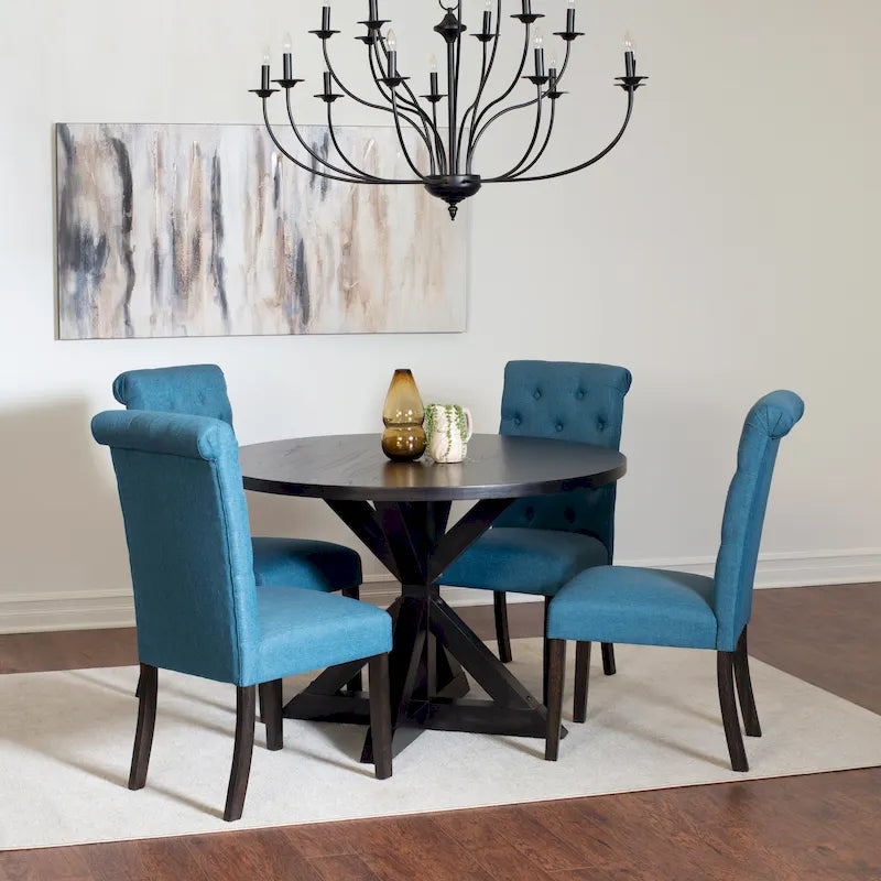 Ensemble de salle à manger 5 pièces Roundhill Furniture Nylander, table à manger à piètement croisé avec 4 chaises élégantes