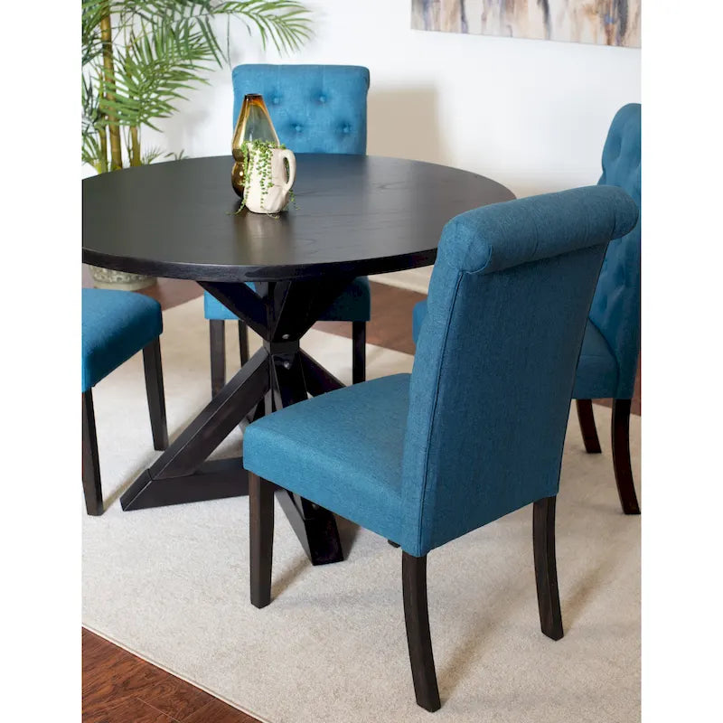 Ensemble de salle à manger 5 pièces Roundhill Furniture Nylander, table à manger à piètement croisé avec 4 chaises élégantes