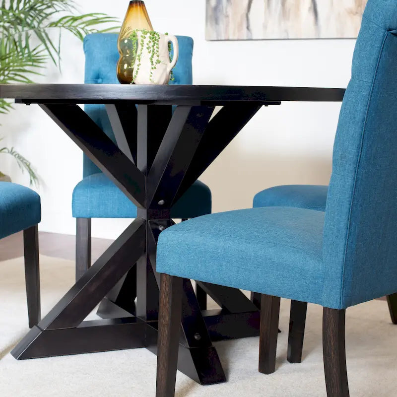 Ensemble de salle à manger 5 pièces Roundhill Furniture Nylander, table à manger à piètement croisé avec 4 chaises élégantes