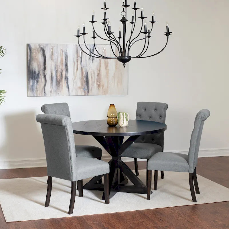 Ensemble de salle à manger 5 pièces Roundhill Furniture Nylander, table à manger à piètement croisé avec 4 chaises élégantes
