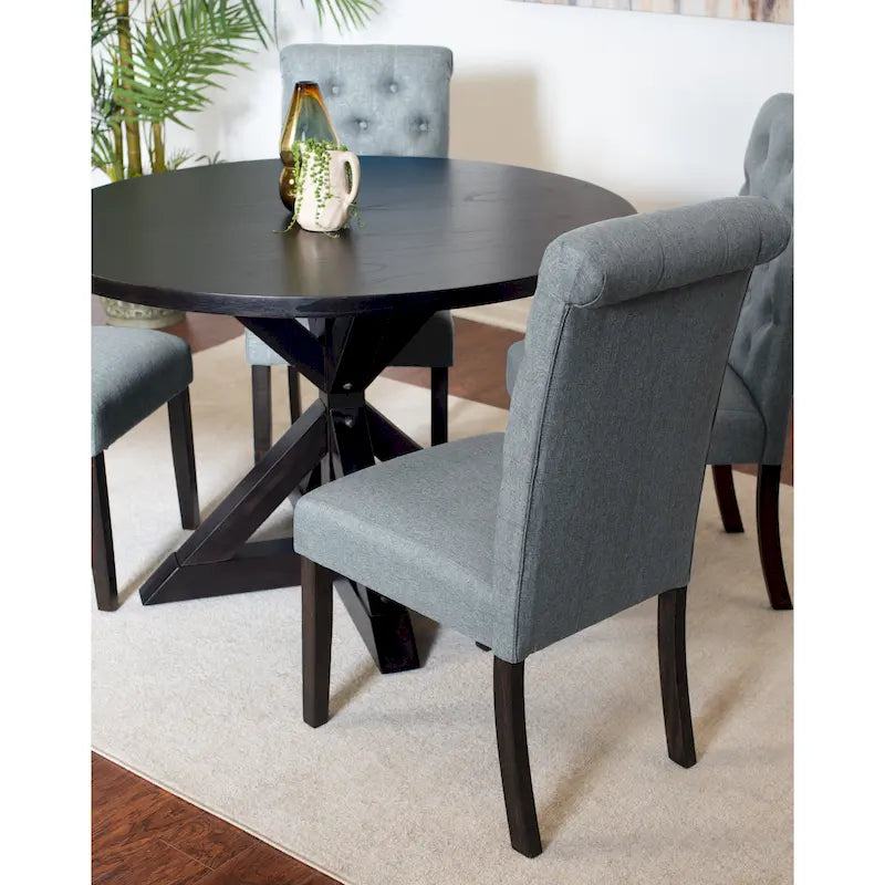 Ensemble de salle à manger 5 pièces Roundhill Furniture Nylander, table à manger à piètement croisé avec 4 chaises élégantes