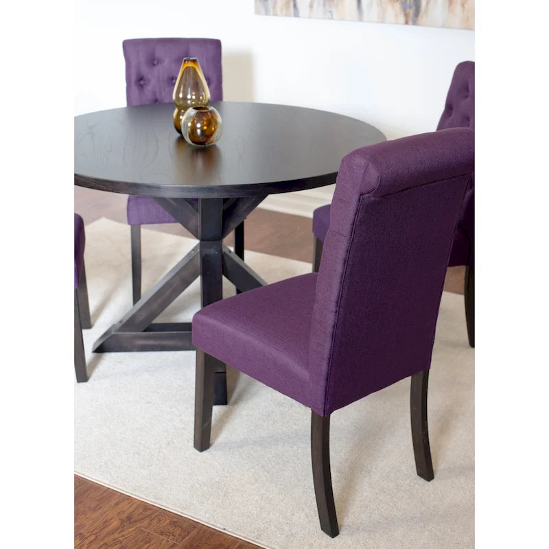 Ensemble de salle à manger 5 pièces Roundhill Furniture Nylander, table à manger à piètement croisé avec 4 chaises élégantes
