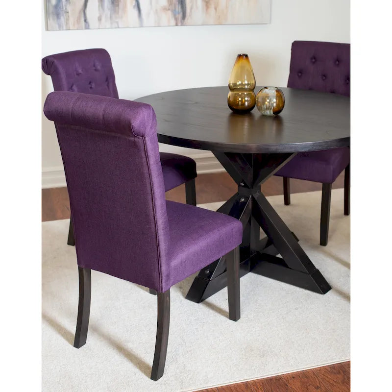 Ensemble de salle à manger 5 pièces Roundhill Furniture Nylander, table à manger à piètement croisé avec 4 chaises élégantes