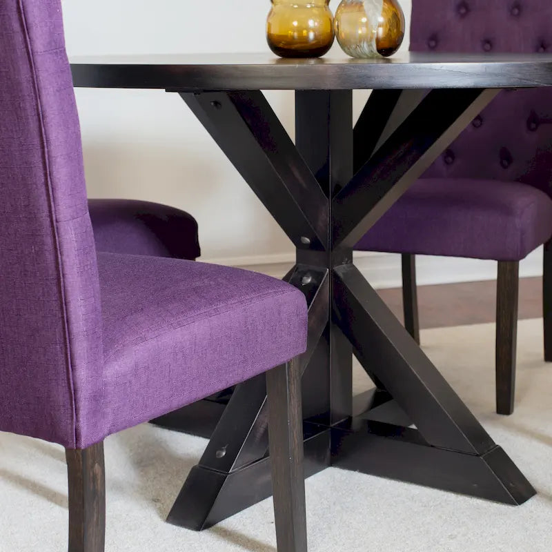 Ensemble de salle à manger 5 pièces Roundhill Furniture Nylander, table à manger à piètement croisé avec 4 chaises élégantes