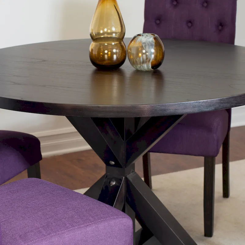 Ensemble de salle à manger 5 pièces Roundhill Furniture Nylander, table à manger à piètement croisé avec 4 chaises élégantes