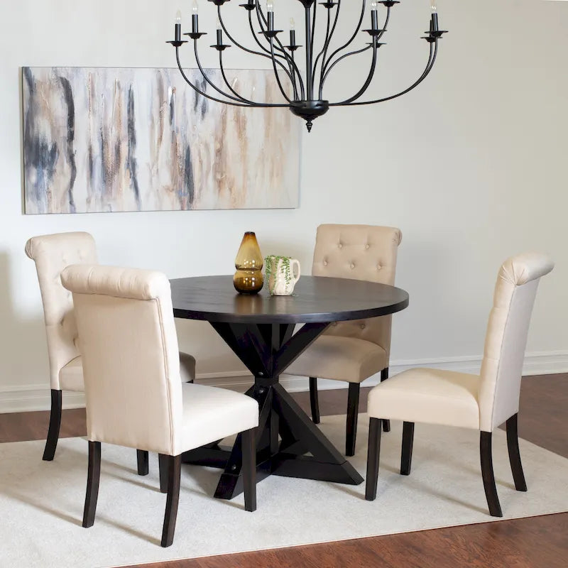 Ensemble de salle à manger 5 pièces Roundhill Furniture Nylander, table à manger à piètement croisé avec 4 chaises élégantes