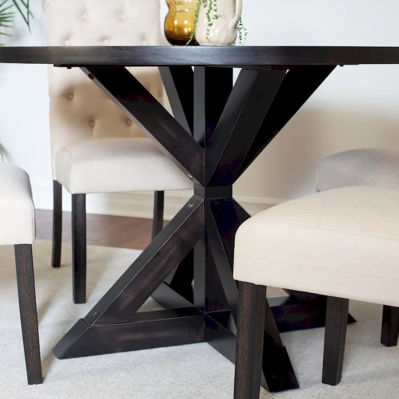 Ensemble de salle à manger 5 pièces Roundhill Furniture Nylander, table à manger à piètement croisé avec 4 chaises élégantes