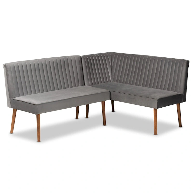 Ensemble de banquettes d'angle Alvis Mid-Century en velours (2 pièces)